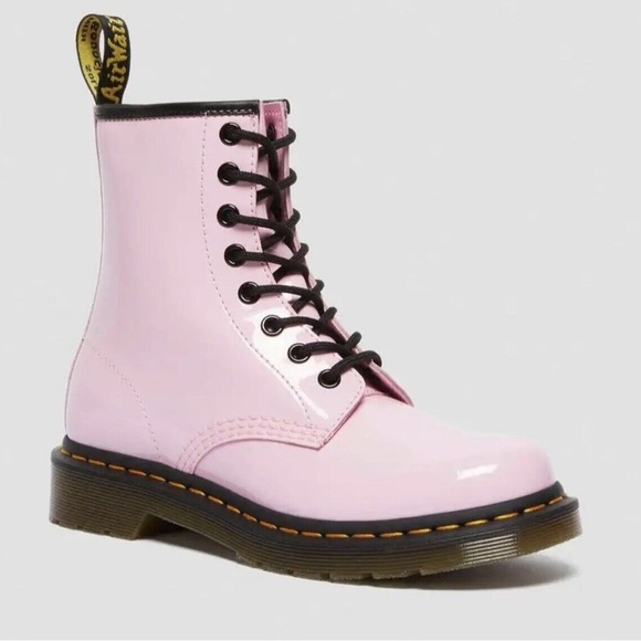 Dr. Martens Girl's Patent Leather Pink Combat Boots US Size 4 Style 1460 J - Picture 4 of 9